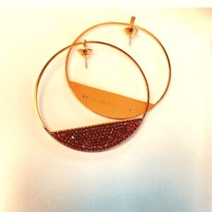 GORGEOUS HENRI BENDEL BURGUNDY ROX RoseGold Hoop Drop Earrings